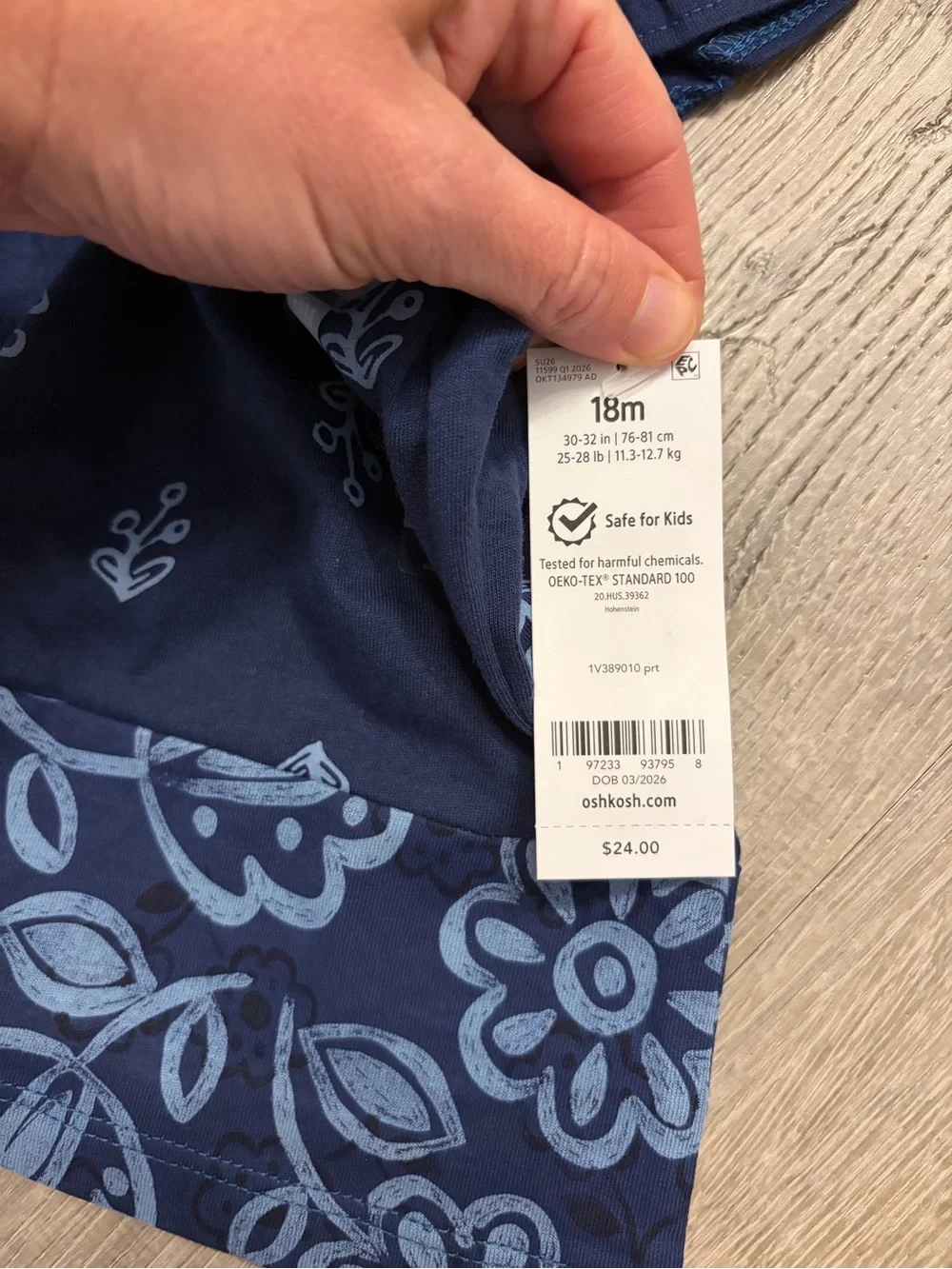 OshKosh B'gosh Baby Girl Floral Ruffle-Sleeve Tank Top - Navy- NWT